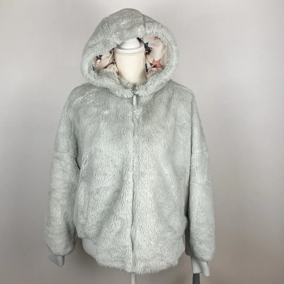 Nordstrom BP Faux Fur Teddy  Hooded Jacket Coat - Picture 1 of 16